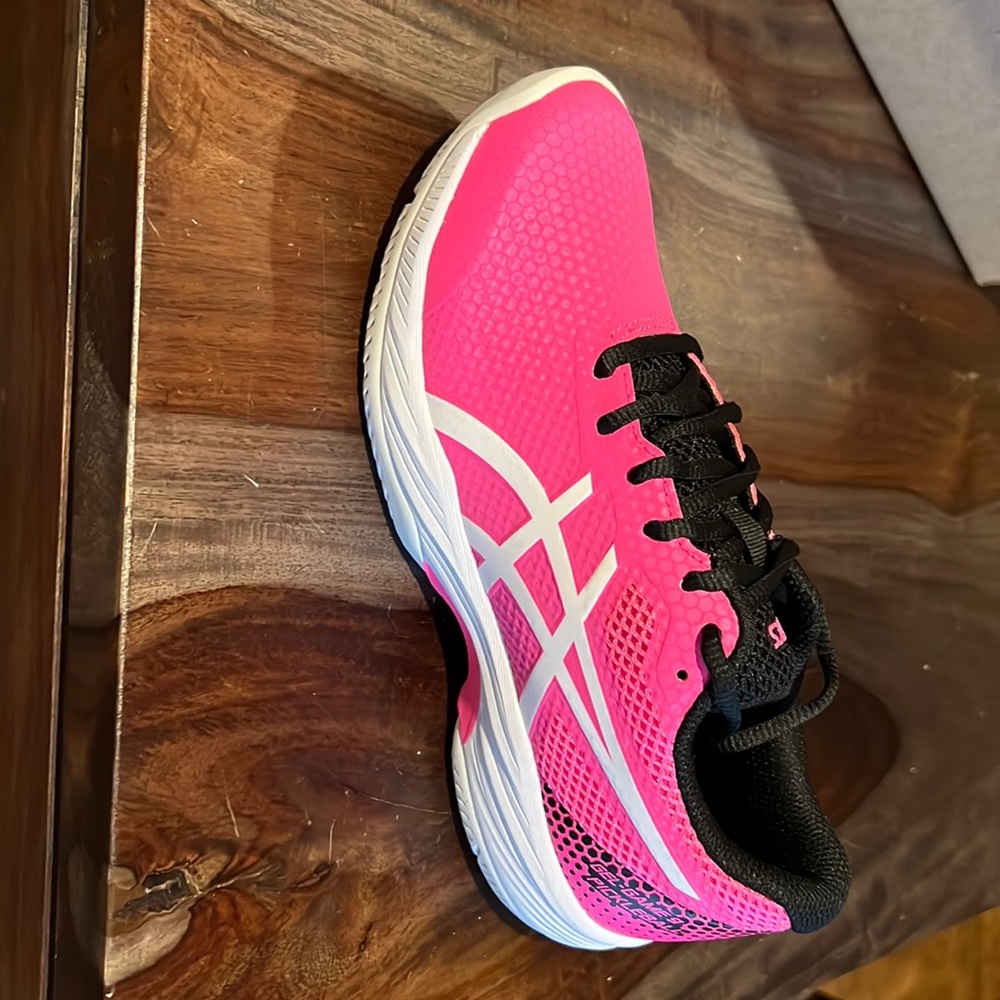 Hot pink ASICS. Court shoes. Tennis shoes. Sneakers. Size 6W.